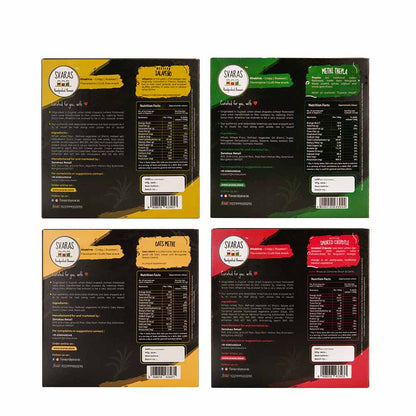 Svaras Premium Assorted Flavours Mexican Jalapeno, Methi Thepla, Oats Methi, Mexican Smoked Chipotle Khakhra 200gms Each (Pack of 4)-Boozlo