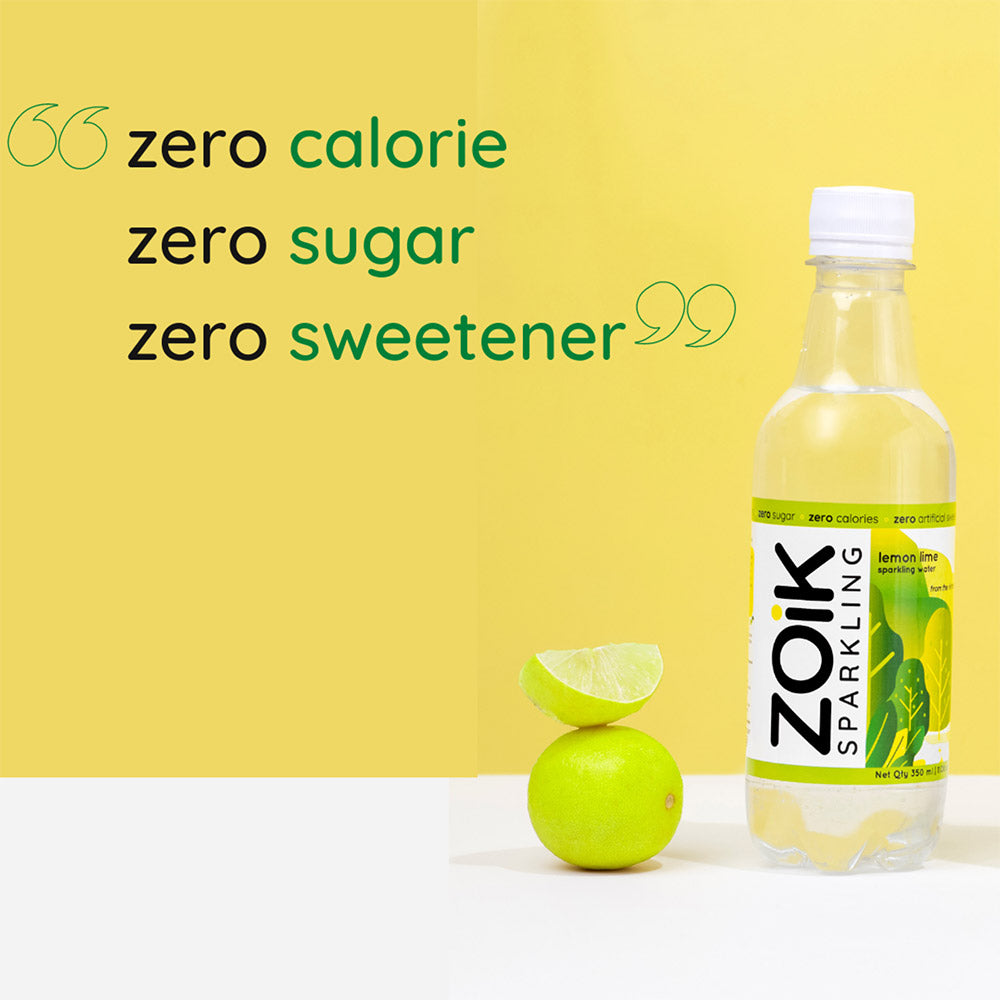 ZOiK Lemon Lime Flavoured Sparkling Water - 350ml (Pack Size)-Boozlo