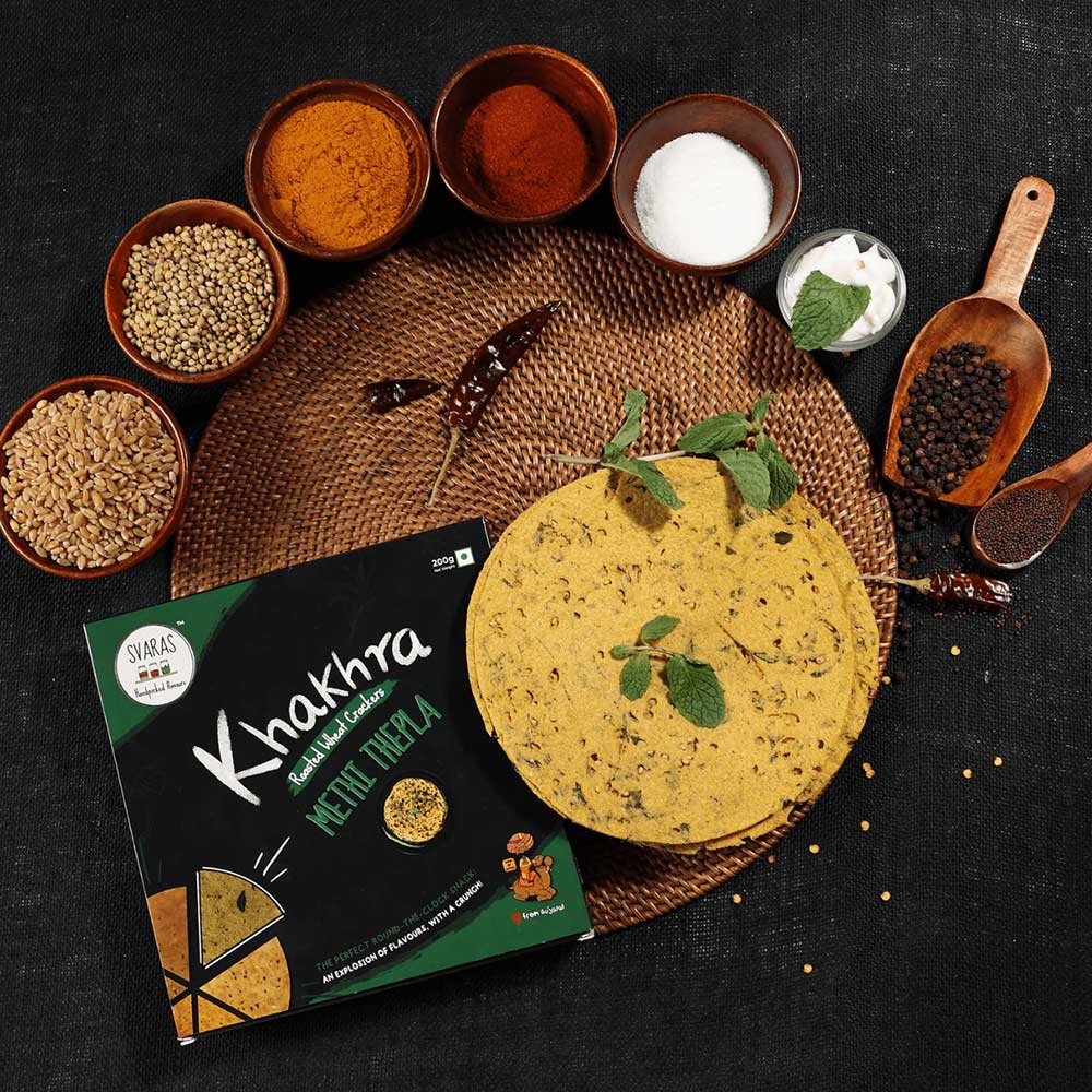 Svaras Premium Assorted Flavours Methi Thepla, Oats Methi, Mexican Smoked Chipotle Khakhra 200gms Each (Pack of 3)-Boozlo