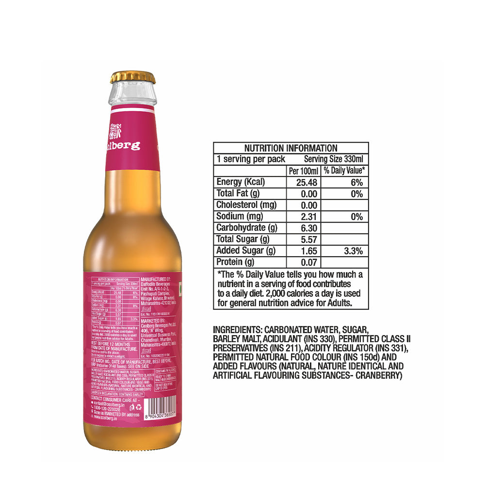 Coolberg Cranberry Non-Alcoholic Beer Nutrition Information