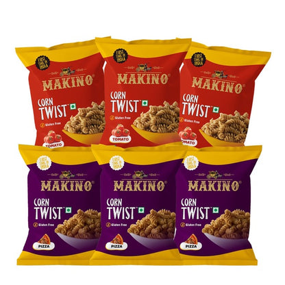 Makino Assorted Corn Twist - 60gms (Pack of 6)-Boozlo