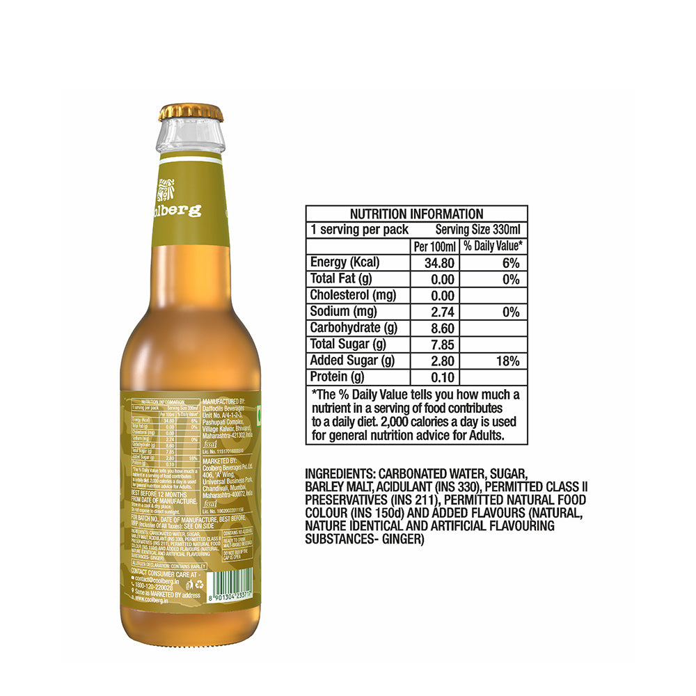 Coolberg Ginger Non-Alcoholic Beer Nutrition Information