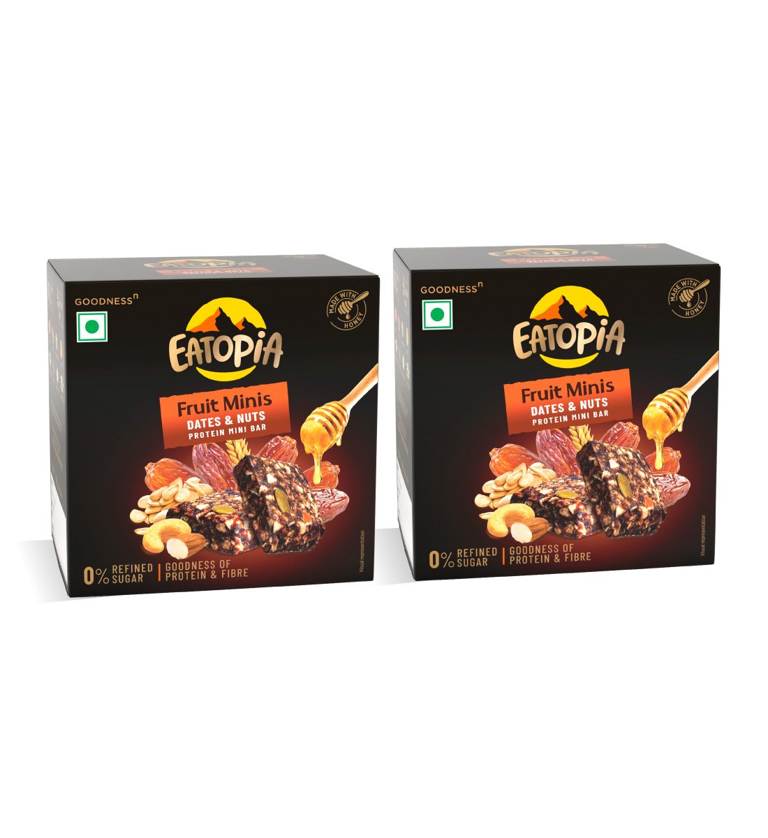 Eatopia Fruit Minis Dates &amp; Nuts - 200gms (Pack of 2)-Fruit Minis-Boozlo