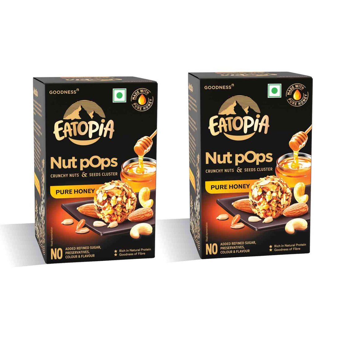 Eatopia Nut Pops Pure Honey - 200gms (Pack of 2)-Nuts &amp; Seeds-Boozlo
