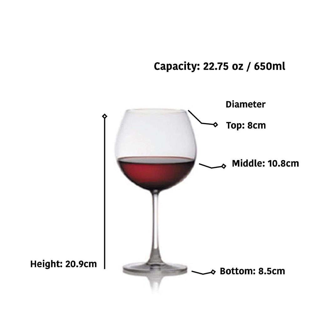 The Bar Shop Balloon Shape Red Wine Glass - 650ml (Set of 2)-Boozlo