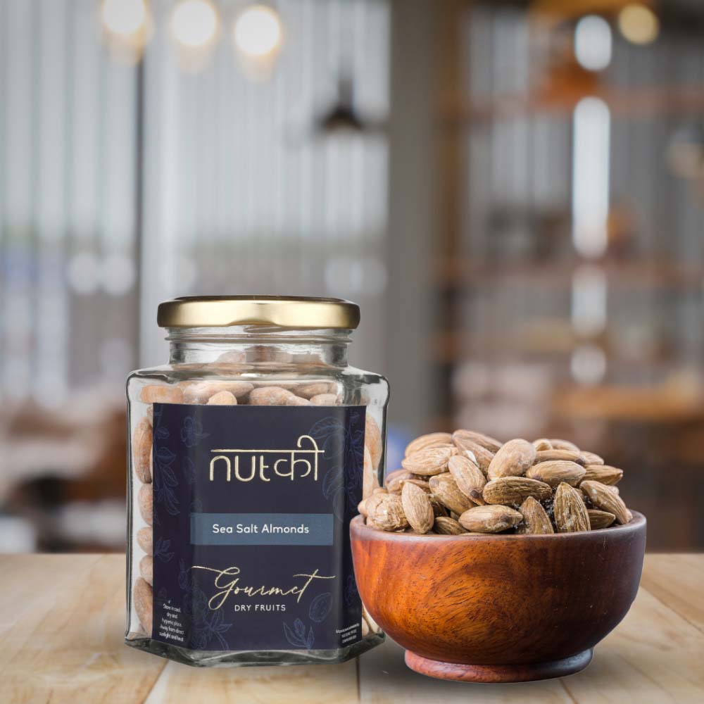 NUTKI Sea Salt Almonds with Reusable Glass Jar-Boozlo