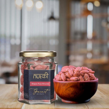 NUTKI Belgian Rose Almonds with Reusable Glass Jar-Boozlo