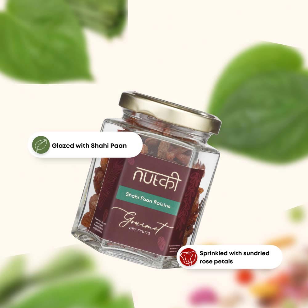 NUTKI Shahi Paan Raisins with Reusable Glass Jar-Boozlo