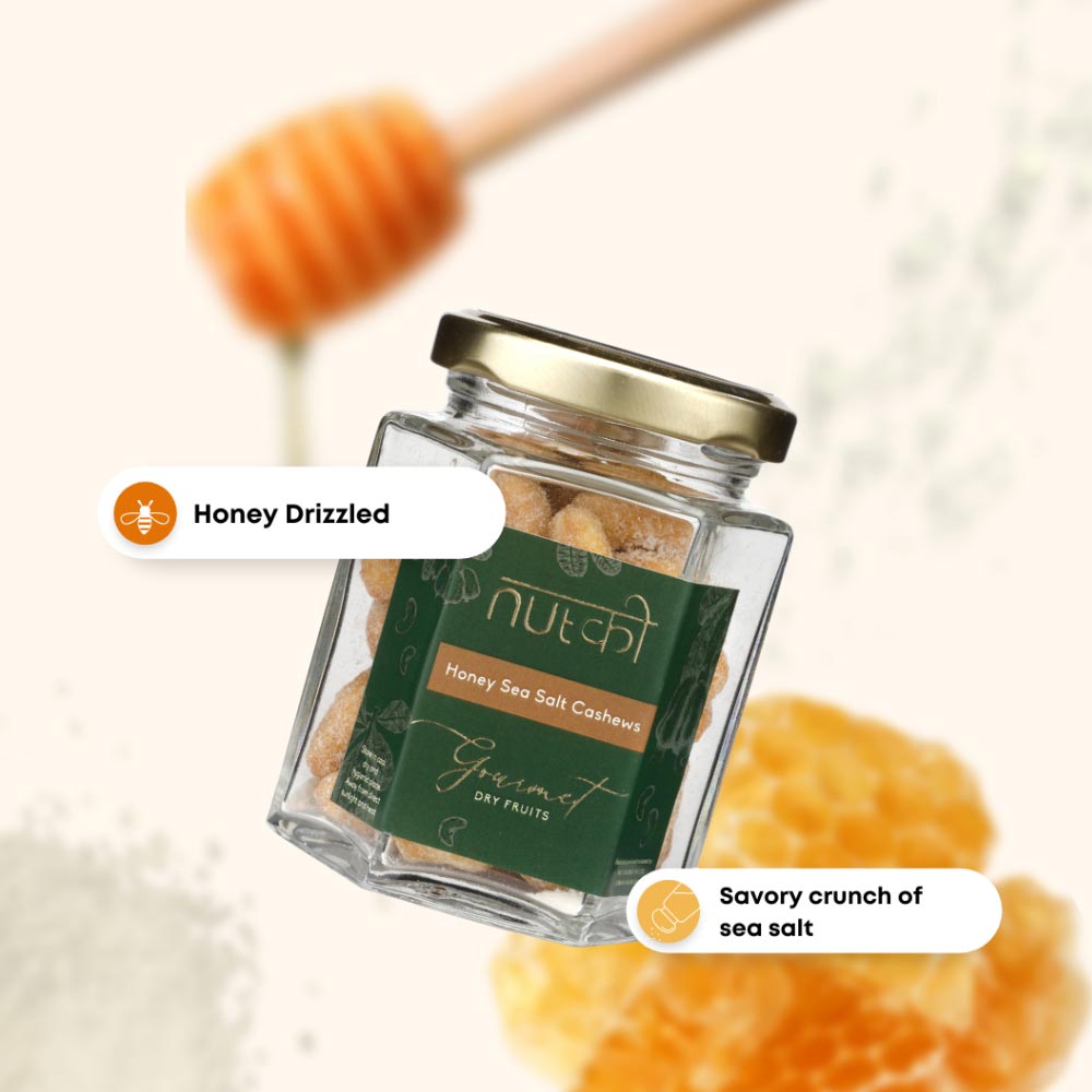 NUTKI Honey and Sea Salt Cashews with Reusable Glass Jar-Boozlo