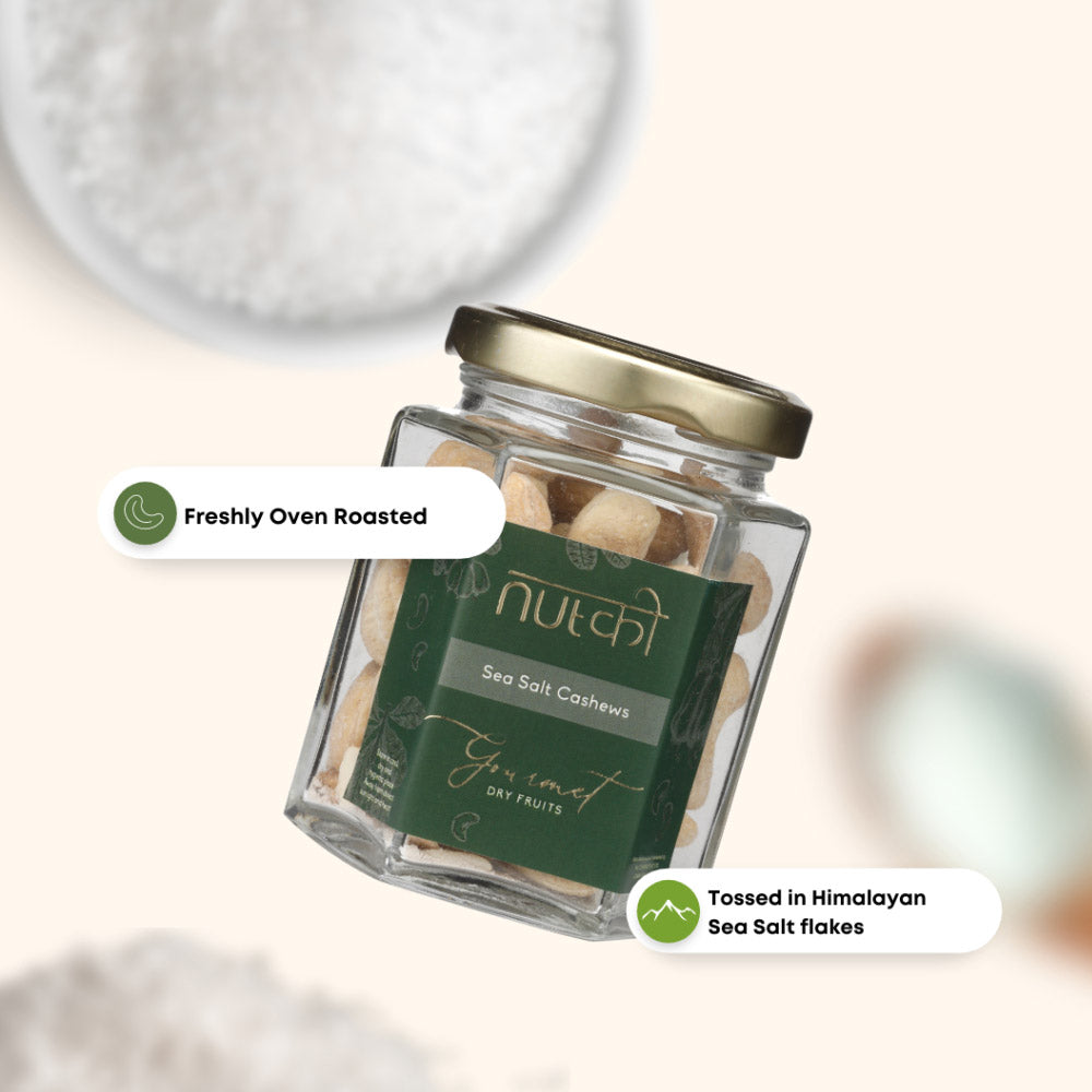 NUTKI Sea Salt Cashews with Reusable Glass Jar-Boozlo