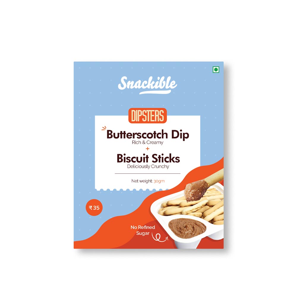 Snackible Dipsters butterscotch dip biscuit sticks (Pack of 12)-Boozlo