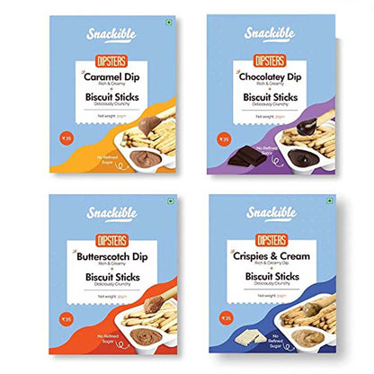 Snackible Dipsters Assorted Combo of 4 flavour (Pack of 12)-Boozlo