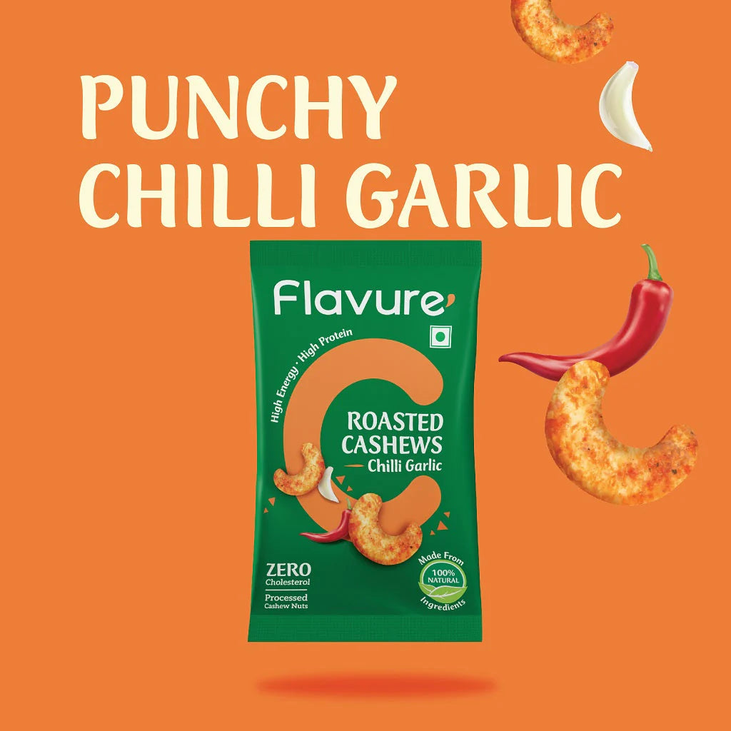 Flavure Assorted Cashew - 25gms each (Pack of 8)-Boozlo