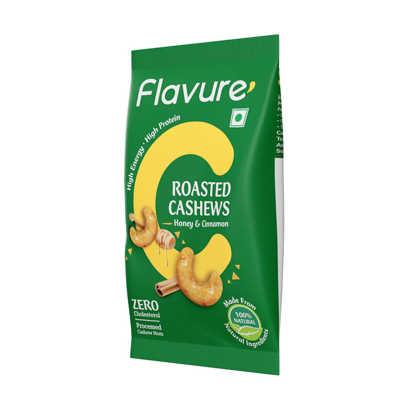 Flavure Roasted Cashew Honey &amp; Cinnamon - 25gms each (Pack of 6)-Boozlo