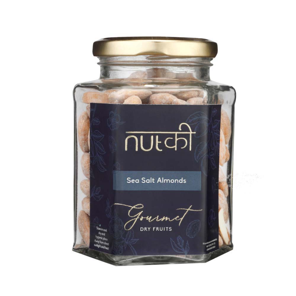 NUTKI Sea Salt Almonds with Reusable Glass Jar-Boozlo