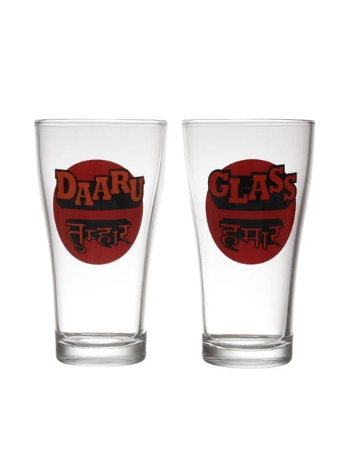 Ek Do Dhai Daaru Tumhaar- Glass Humaar Beer Glass - 360 ml (Set of 2)