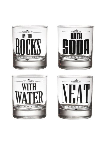 Ek Do Dhai Rock Neat Soda Water Whiskey Glass (Set of 4)