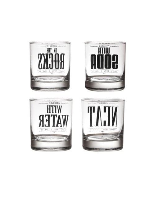Ek Do Dhai Rock Neat Soda Water Whiskey Glass (Set of 4)