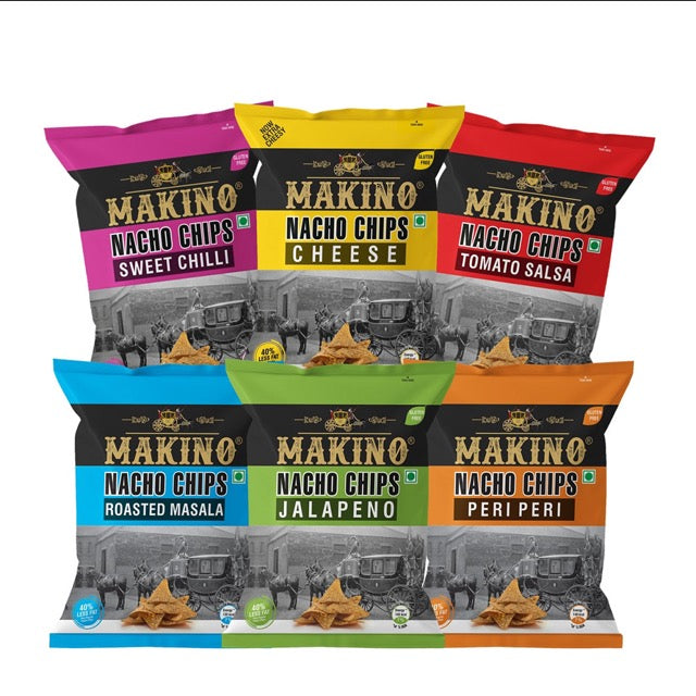 Makino Assorted Nacho Chips - 60 gms (Pack of 6)-Boozlo