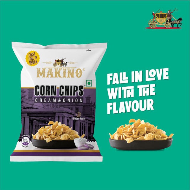 Makino Corn Chips Cream &amp; Onion - 60gms (Pack of 6)-Boozlo