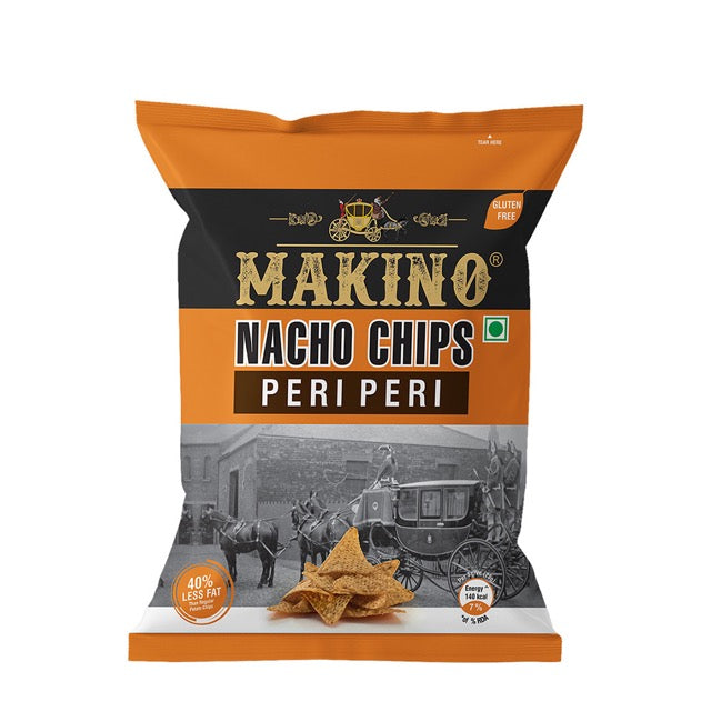 Makino Nacho Chips Peri Peri - 60gms (Pack of 6)-Boozlo