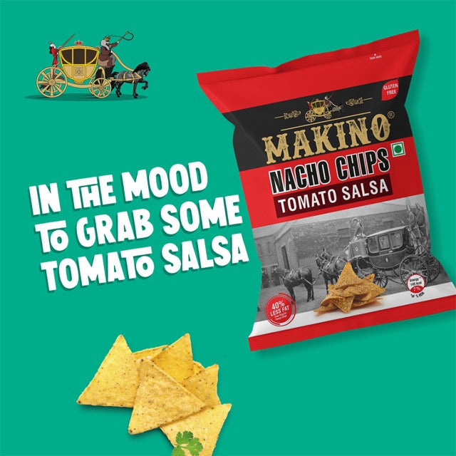 Makino Nacho Chips Tomato Salsa - 60gms each (Pack of 6)-Boozlo