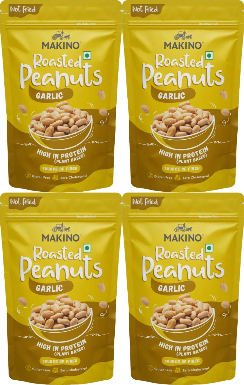 Makino Roasted Peanuts Garlic - 150gms each (Pack of 4)-Boozlo