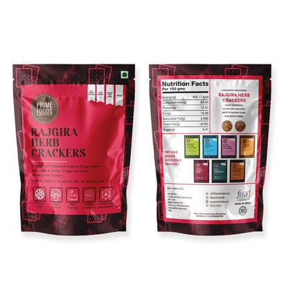 Prime Foods Rajgira Herb Crackers - 100gms (Pack of 4)-Boozlo