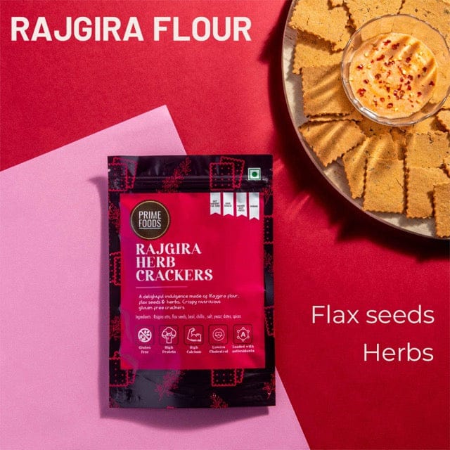 Prime Foods Rajgira Herb Crackers - 100gms (Pack of 4)-Boozlo