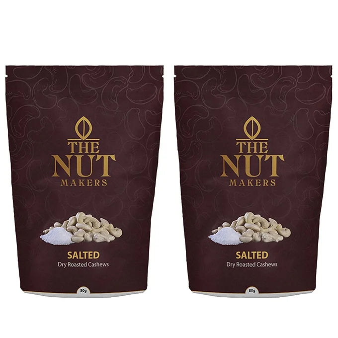 The Nut Makers Salted Dry Roasted Cashews - 80gms (Pack of 2)-Boozlo