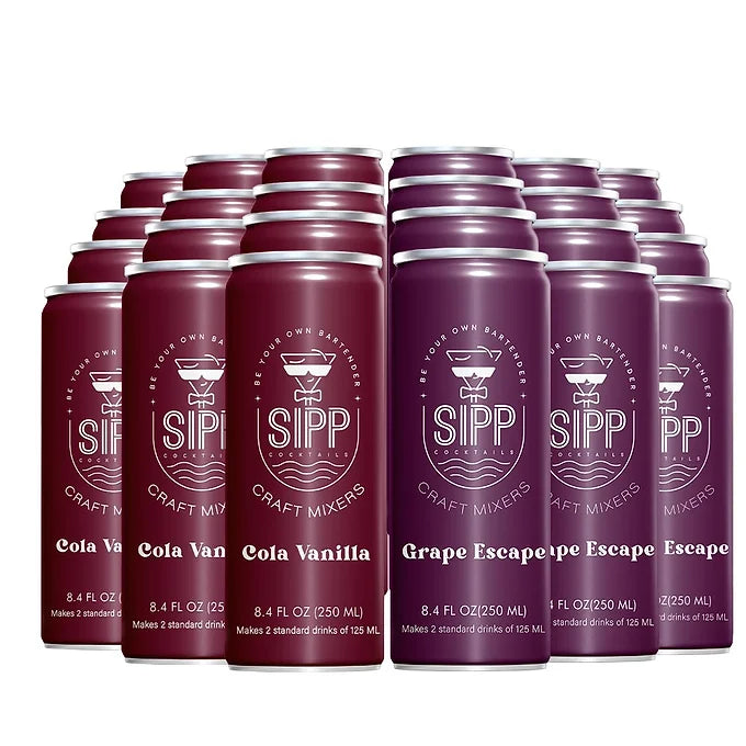 Sipp Cocktail Cola Grape Punch Case - 250ml each (12 Cola Vanilla, 12 Grape Escape)-Boozlo