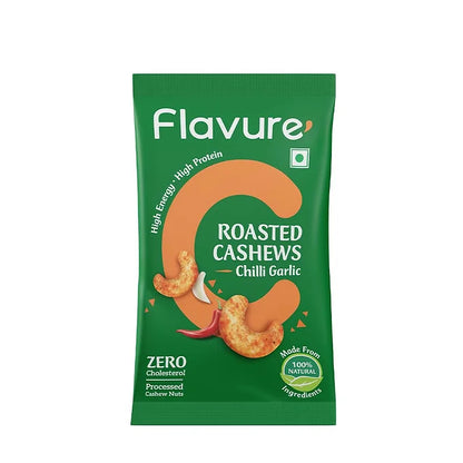 Flavure Roasted Cashew Chilli Garlic - 25gms each (Pack of 8)-Boozlo