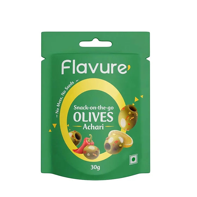 Flavure Snack-on-the-go Olives Achari - 30gms each (Pack of 12)-Boozlo