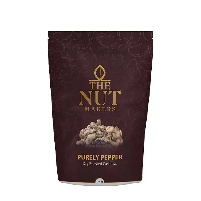 The Nut Makers Purely Pepper Dry Roasted Cashews - 200gms-Boozlo