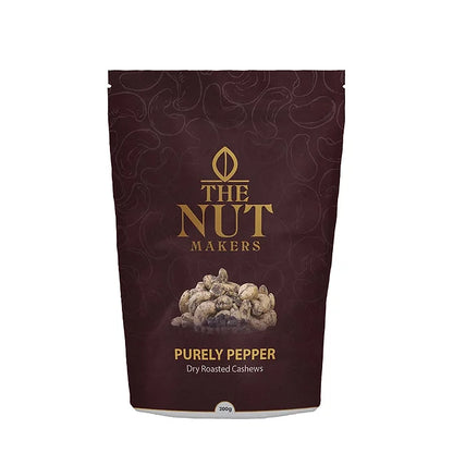 The Nut Makers Purely Pepper Dry Roasted Cashews - 200gms-Boozlo