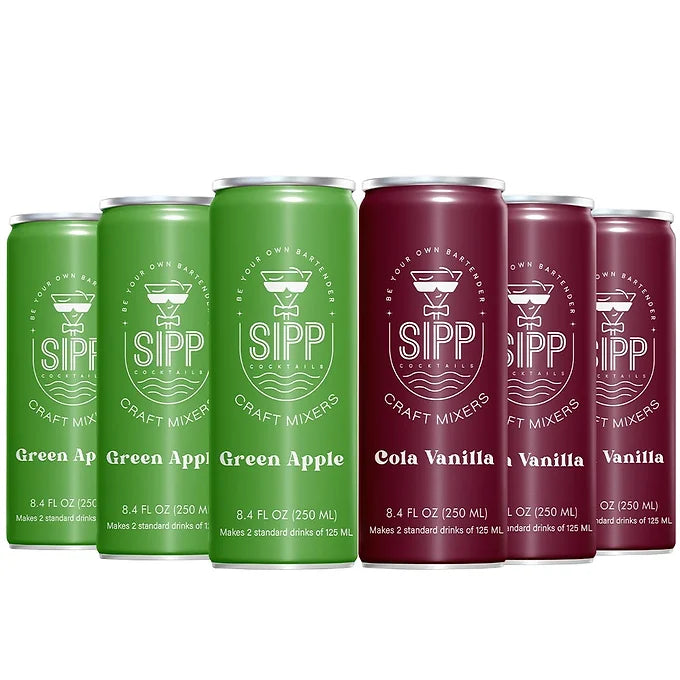 Sipp Cocktails - Green Apple Cola Splash Pack (3 Green Apple, 3 Cola Vanilla)-Boozlo