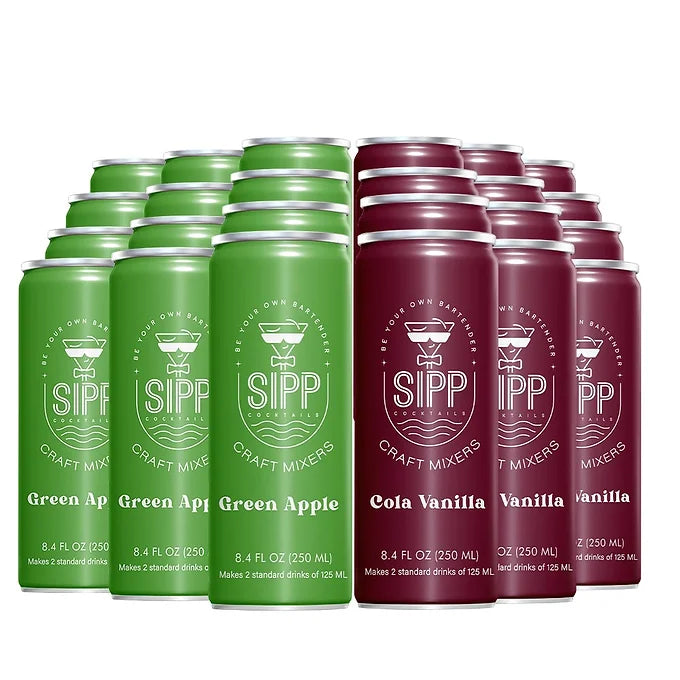 Sipp Cocktail - Green Apple Cola Splash Case (12 Green Apple, 12 Cola Vanilla)-Boozlo