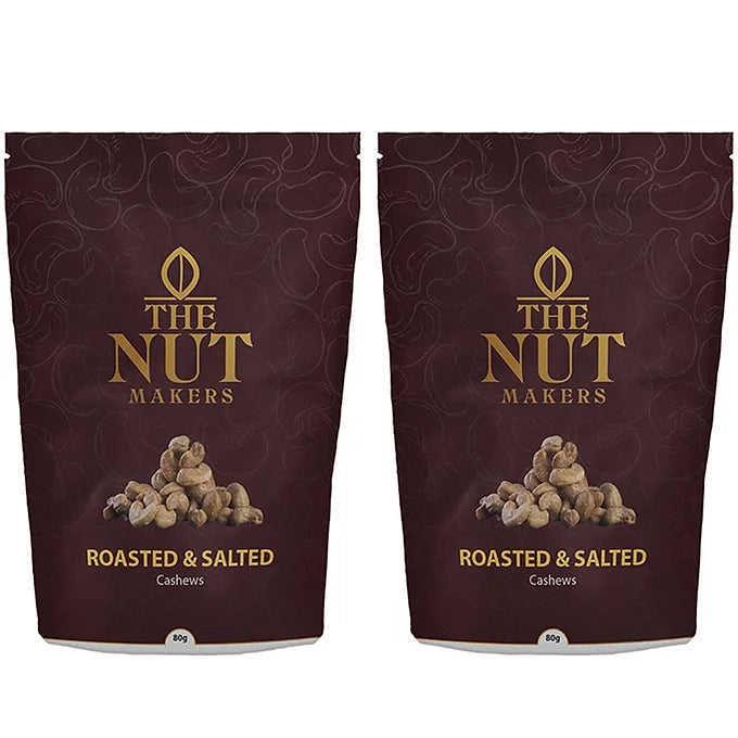 The Nut Makers Roasted &amp; Salted Cashews - 80gms (Pack of 2)-Boozlo