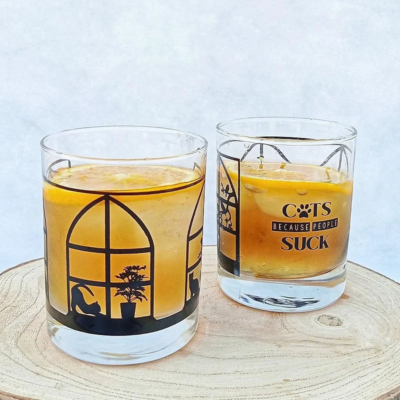 Taproom Glasses Cat Lovers Whiskey Glass (Set of 2)-Boozlo