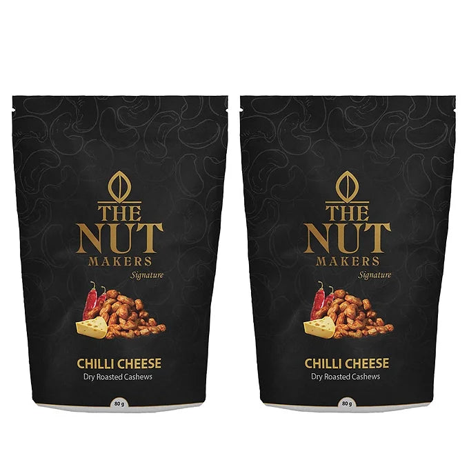 The Nut Makers Chilly Cheese Dry Roasted Cashews - 80gms (Pack of 2)-Boozlo