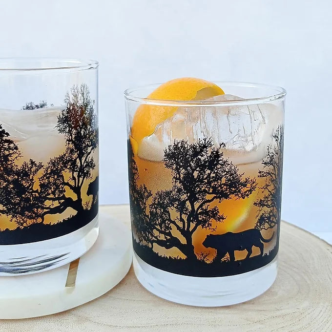Taproom Glasses Tiger Forest Landscape Whiskey Glass (Set of 2)-Boozlo