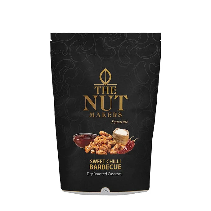 The Nut Makers Sweet Chilly Barbecue Dry Roasted Cashews - 200gms-Boozlo