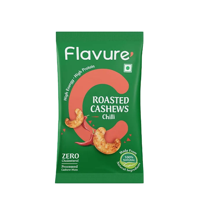 Flavure Roasted Cashew Chilli - 25gms each (Pack of 6)-Boozlo