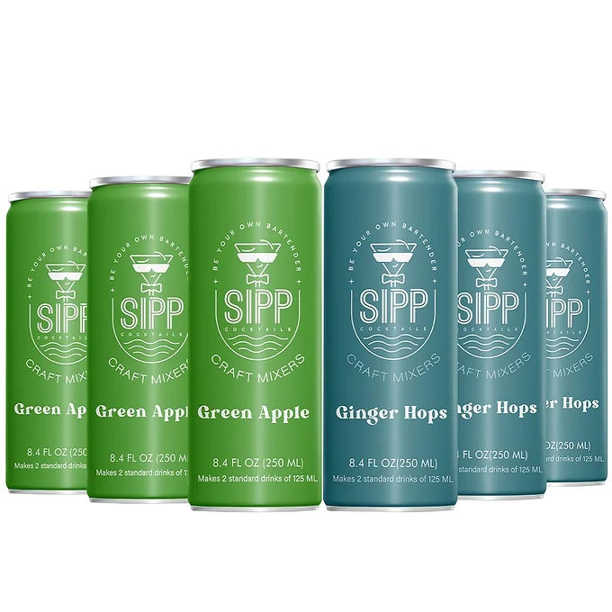 Sipp Cocktails Green Apple Ginger Fizz Pack (3 Green Apple, 3 Ginger Fizz)-Boozlo