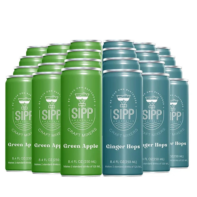 Sipp Cocktail - Green Apple Ginger Fizz Case (12 Green Apple, 12 Ginger Hops)-Boozlo