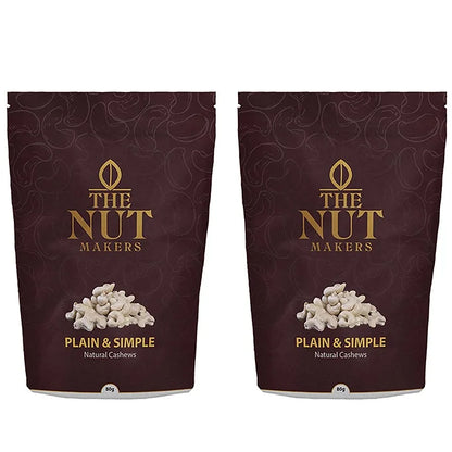 The Nut Makers Plain &amp; Simple Natural Cashews - 80gms (Pack of 2)-Boozlo