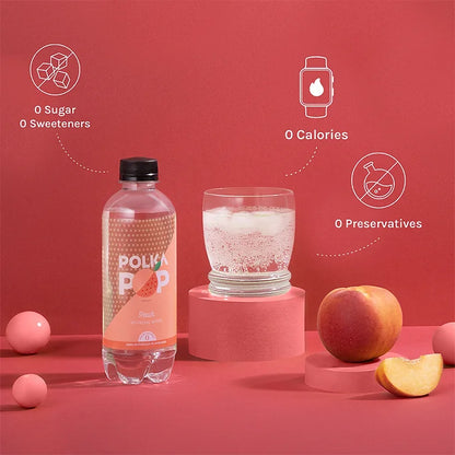 Polka Pop Peach Sparkling Water - 350ml (Pack Size)-Boozlo