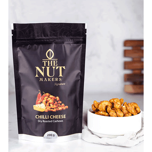 The Nut Makers Chilly Cheese Dry Roasted Cashews - 200gms-Boozlo