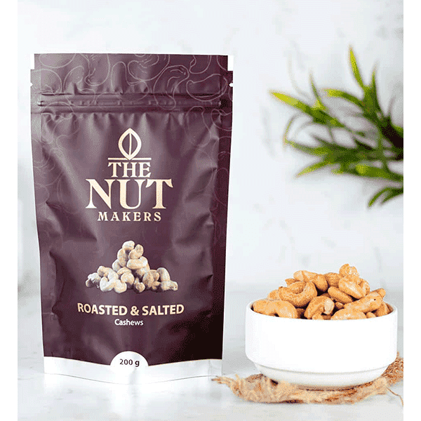 The Nut Makers Roasted &amp; Salted Cashews - 200gms-Boozlo