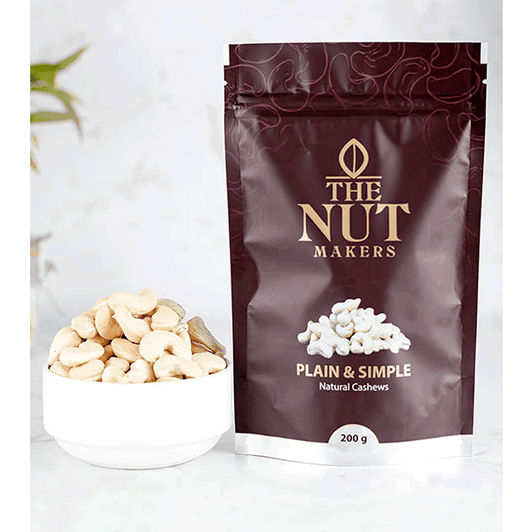 The Nut Makers Plain &amp; Simple Natural Cashews - 200gms-Boozlo